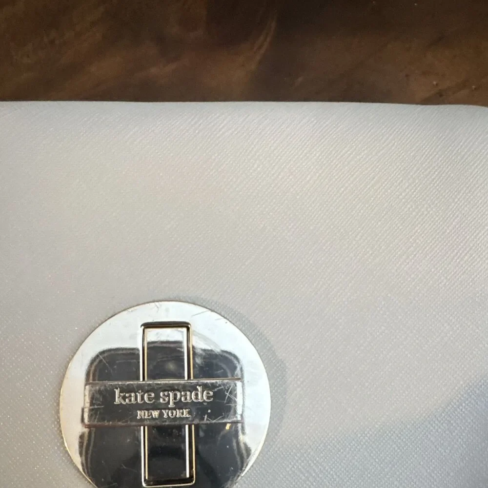 Kate Spade New York Gray Small Crossbody Bag Turn Lock Silver Hardware Strap